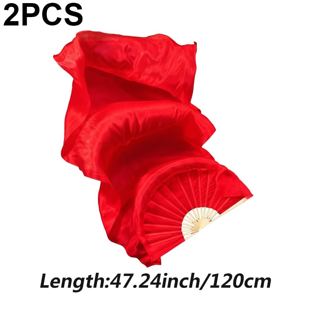 Lot De 2 Éventails De Danse Orientale pour Femmes Débutantes, Éventail en Soie, Éventail À Voile Fluide pour Pratique Les Spectacles