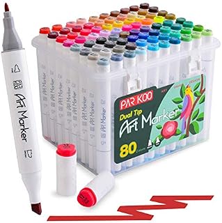 80 Colors Alcohol Markers, ParKoo Dual Tips Permanent Art Marker Set for Kids