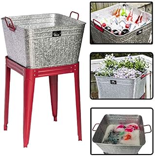 Backyard Expressions - 17 Gallon Metal Galvanized Tub - Can be Used as
