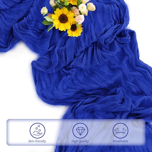 24 Pack Royal Blue Cheesecloth Table Runner 17x108 Inch Gauze Table Runners, Semi Sheer Boho Cheese Cloth Fabric Table Runner for Wedding Party Baby Shower Bridal Shower Home Decoration by flowgrace - Used condition - Image 8