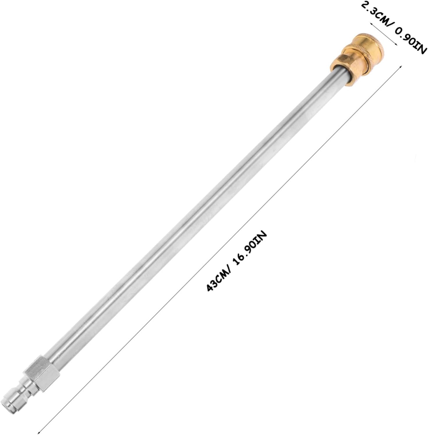 2pcs High Pressure Washer Extension Wands Stainless Steel Lengthening Rods for Pressure Washer Quick Connect to Fittings for Floor Car Driveway Cleaning