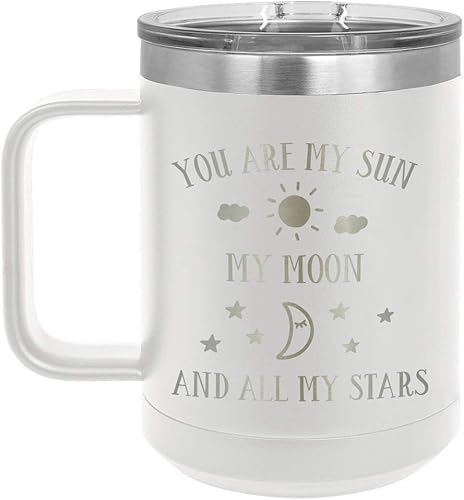 Miniatura 1 de Taza de café con tapa superior deslizante con texto en inglés You are my sun my moon and all my stars, 15 onzas, taza de café de viaje aislada,
