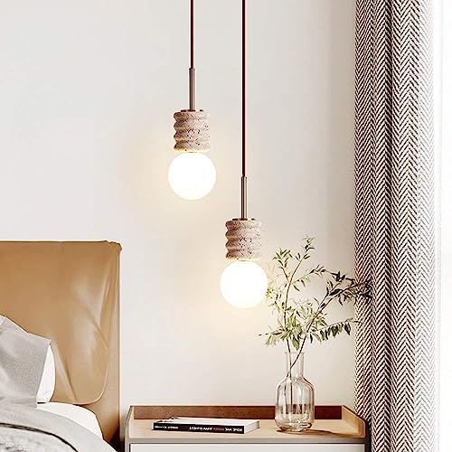 Suspension travertin beige mini abat-jour de plafond ajustable pour ilot de cuisine design - 5