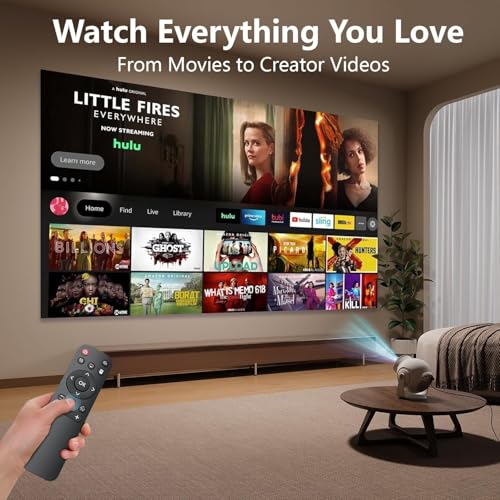 Image of Smart Mini Projector with WiFi 6 and Bluetooth 5.4, White | Android 14 OS, Built-in Apps, 270 Rotation, Support 1080P 4K, Portable Projector for Home Theater, Bedroom, Outdoor Movies