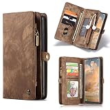 SWP Custodia a portafoglio per Samsung Galaxy S22 Ultra, custodia con chiusura magnetica staccabile [11 slot per schede] a portafoglio con tasca per i soldi da polso, compatibile con Samsung Galaxy