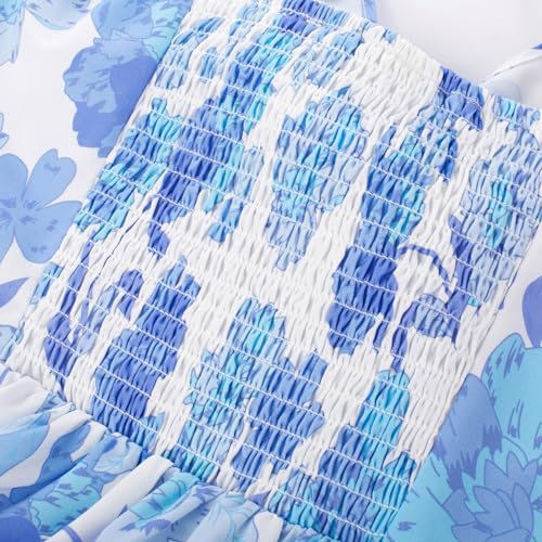 GRACE KARIN Women's 2025 Summer Boho Floral Printed Spaghetti Strap Tie Front V Neck Ruffle A Line Swing Beach Dresses — view 3
