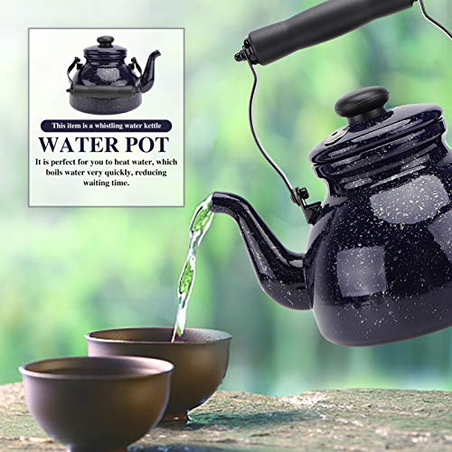 HEMOTON Apito de bule de chá esmaltado, apito, chaleira, fogão, água, chaleira, água, fervente, cozi