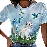 Animal T-Shirt für Frauen Casual Abstract 3D Print Tops Kurzarm O-Neck Tunika Bluse Umweltschützer Geschenk