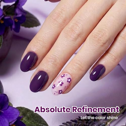 Image of Beetles Purple Gel Polish - Royal Plum, 1pc 15ml Deep Purple Color Soak Off UV LED Gel Polish, Glossy Solid Nail Art, Elegant Dark Nails for All Season Party, Salon DIY Manicure