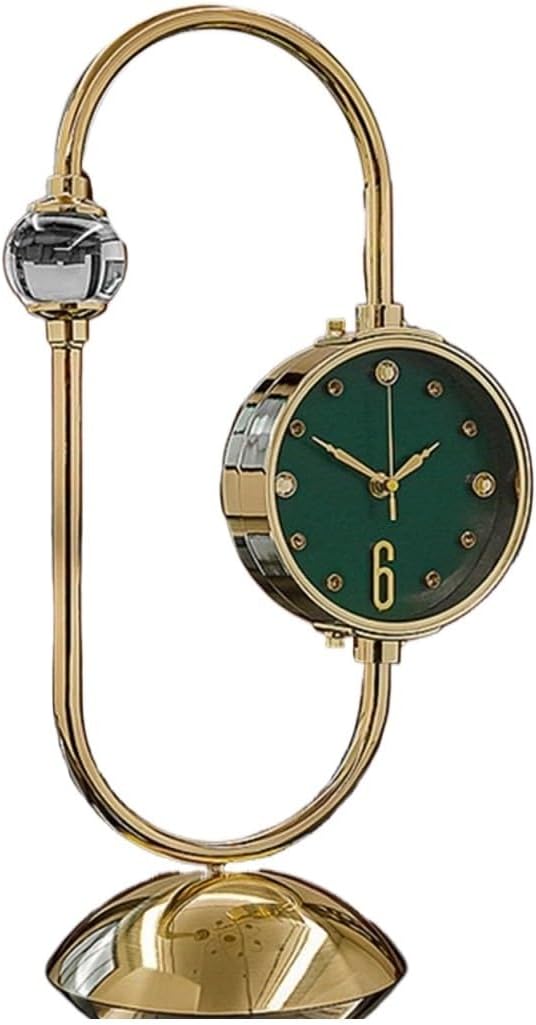 Mantel Clock Modern Table Clock Silent Creativity Desktop for Home Office Hotel Mall Living Room Decorative(Green)