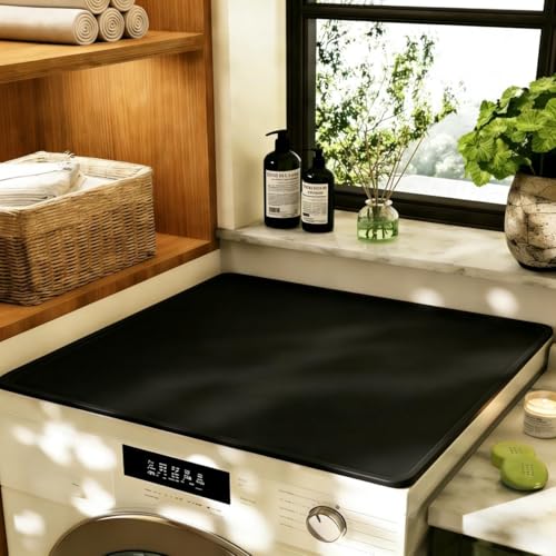 23.6â€œ x 19.7\" Washer and Dryer Top Protector Mat, Non-Slip & Waterproof Silicone Rubber Mat for Laundry Machine, Heavy Duty Washable Washer Dryer Top Cover Pad for Laundry Room, Home, Kitchen, Black