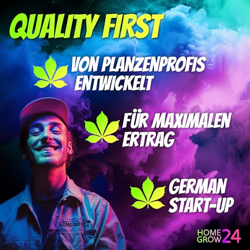 Homegrow24 Cannabis Dünger Indoor & Outdoor für Cannabispflanzen Wachstumsphase und Blütephase BIOlogischer organischer Grow & Bloom Hanfdünger I Set
