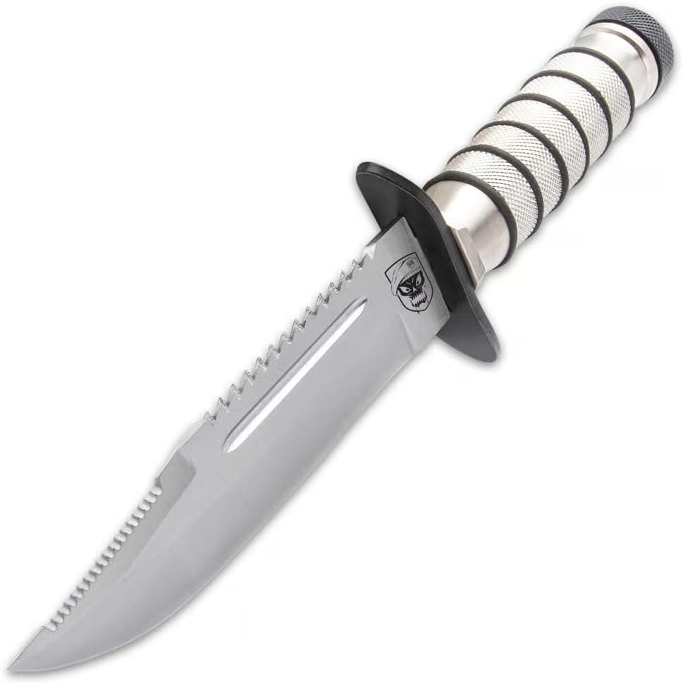 BUDK SOA-Style Full Tang Fixed Blade Survival Knife with Sheath | 9.5” Overall Length with 5” Stainless Steel Tanto Blade | Ergonomic Rubber Grip Tactical Knife for Camping & Outdoor Preparedness