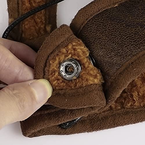 ITODA Mütze Hund Trappermütze Winter Hundemütze mit Ohrlöchern Fliegermütze Haustier Wintermütze Verstellbar Hundecap PU Leder Hundehut Warm Windschutz Haustiermütze Outdoor Fellmütze Welpen Katze