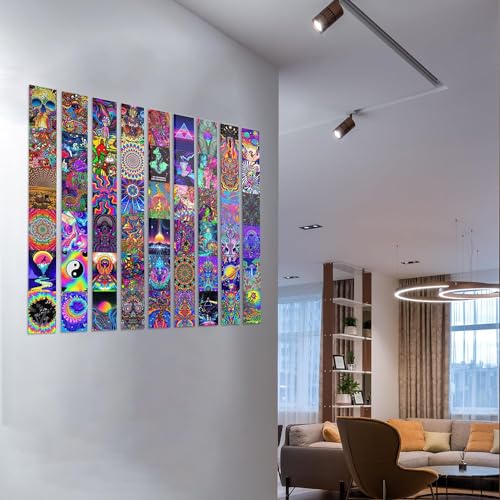 Image of SG Aesthetic 52 Pcs 420 Psychedelic Wall Collage Kit Posters - 4 x 6 Inches Poster for Wall Decoration - Wall Art For Bedroom, Office, Living room, Dorm room - Glue Dots Included