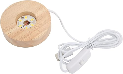 Miniatura 7 de Base de exhibición de luz LED de madera, soporte de lámpara iluminado redondo, centro de mesa de madera, luces rectangulares, asiento, regulable,