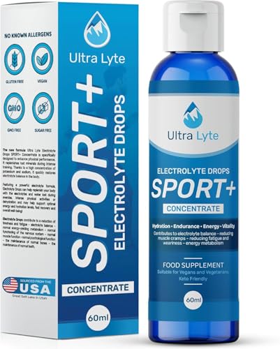 Ultra Lyte Elektrolyt-Tropfen Sport Plus – Keto-Elektrolytunterstützung für schnelle Hydratation, Zuckerfrei, Glutenfrei, Muskelkrampflinderung, 60ml Flasche, für Athleten und aktive Personen