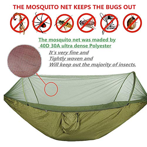 Camping Hammock With Net, Single &Double Portable Hammocks With Tree Straps Lightweight Parachute Nylon For Camping Backpacking Survival Travel Outdoor Adventures Trips #TOP2
