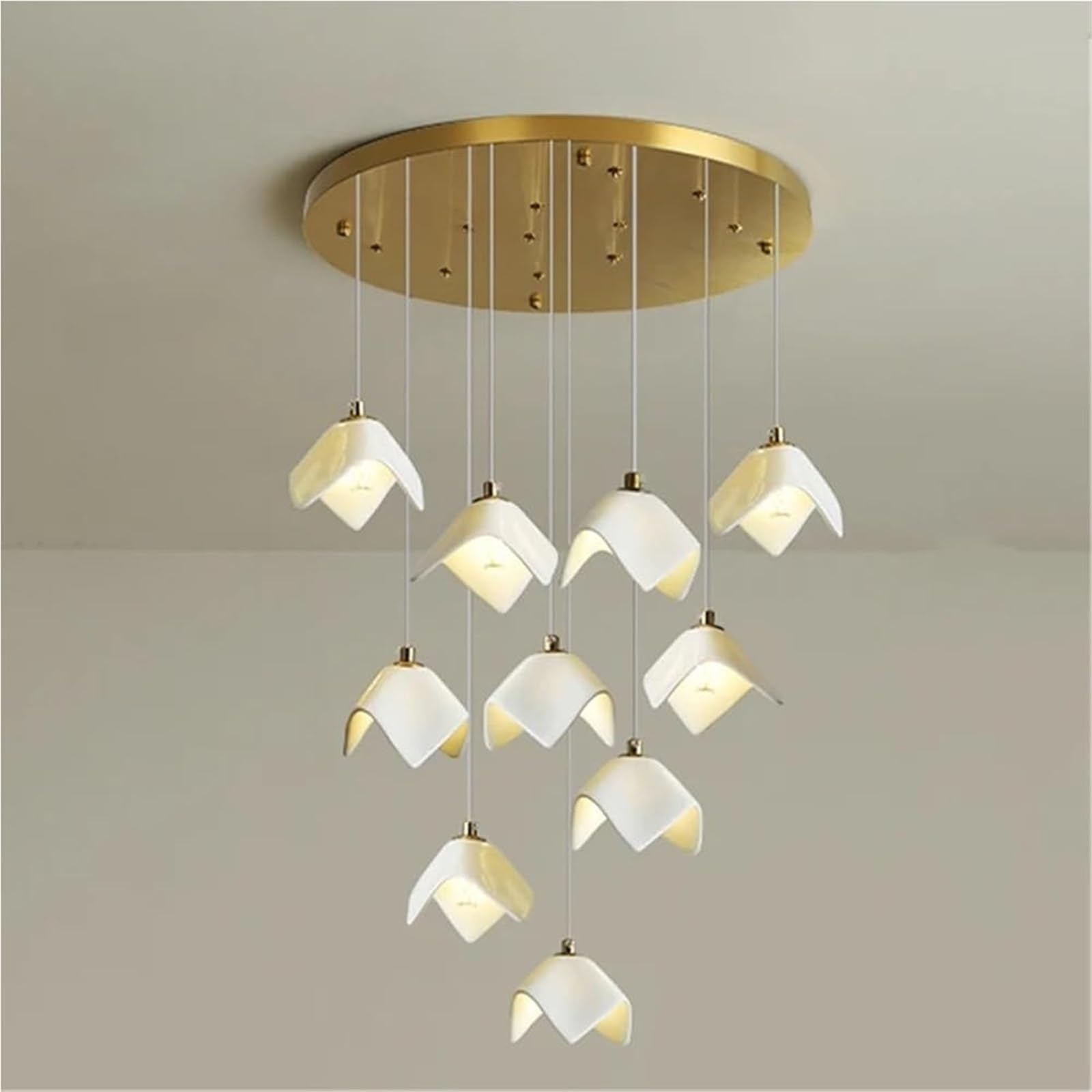 FZQSXAZU Pendant Light Ceiling Shade Modern Dining Room LED Chandelier Lamp for Area Indoor Decorative Hanging Interior(Cold 10 Heads)