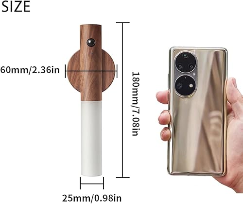 Vista 22 de LANDGOO - Lámparas nocturnas de madera con sensor de movimiento y cuerpo magnético, decoraciones LED recargables y portátiles para pared, funcionan