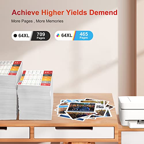 64Xl Ink Cartridges Combo Pack Remanufactured Replacement For Hp Ink 64 64Xl Ink Cartridge For Hp Printers Envy 7855 7858 7855 7100 7155 6255 7120 7155 7255E 7950E 7955E Tango X (1 Black, 1 Tri-Color) #TOP3