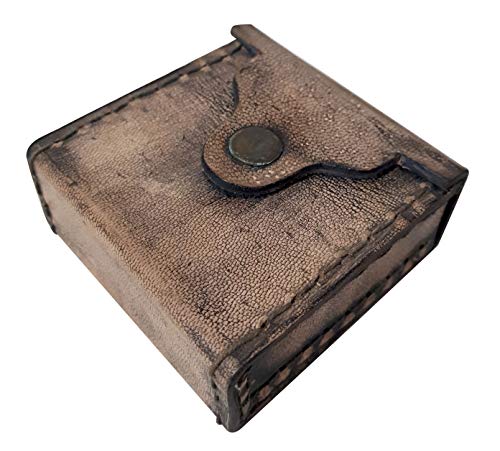 Brújula vintage de latón con estuche de cuero miniatura 6