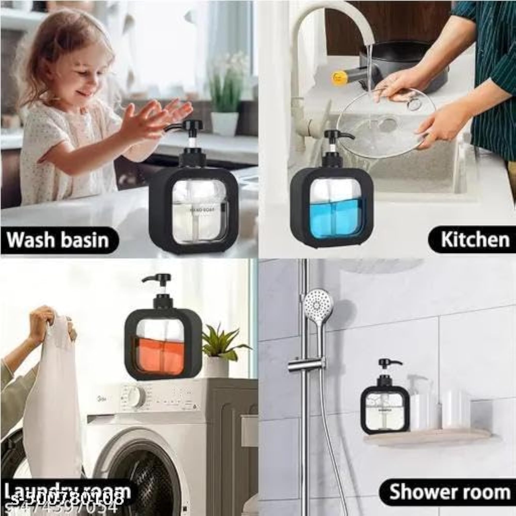 Multipurpose Liquid Soap Refillable Plastic Dispenser, Pack of 2