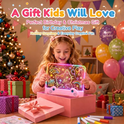LED Zeichenbrett für Kinder 16-inch Leuchtendes Zeichenbrett mit 11 Farben Acryl Notiztafel Maltafel Drawing Board Memoboard Kreatives… – Ansicht 6