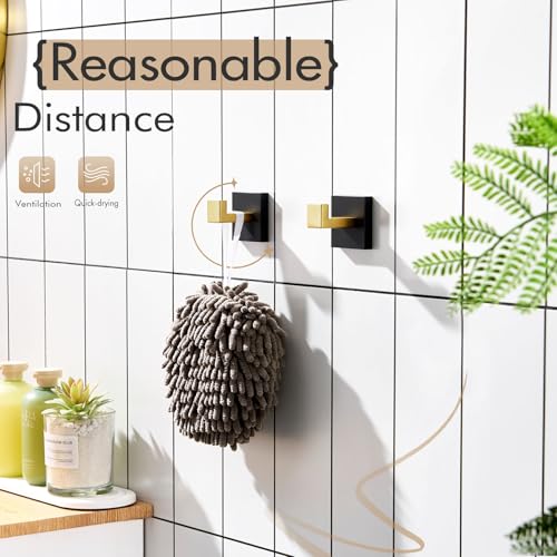 Image of KOKOSIRI Toilet Paper Holder Toilet Roll Holder Bath Towel Hook Wall Mount Square Robe Hook Coat Hook Black Gold B2003GDK+B1010GDK-P2