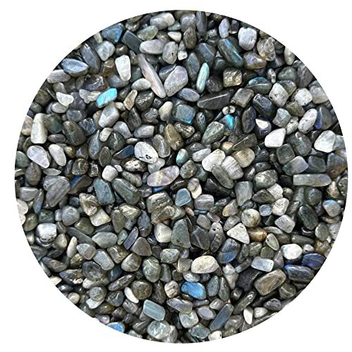 Image of GAF TREASURES 2 oz Lot Natural Semi Tumbled Gemstone Chips, Crushed Mini Crystals, Undrilled Crystal Chips (Labradorite Blue)