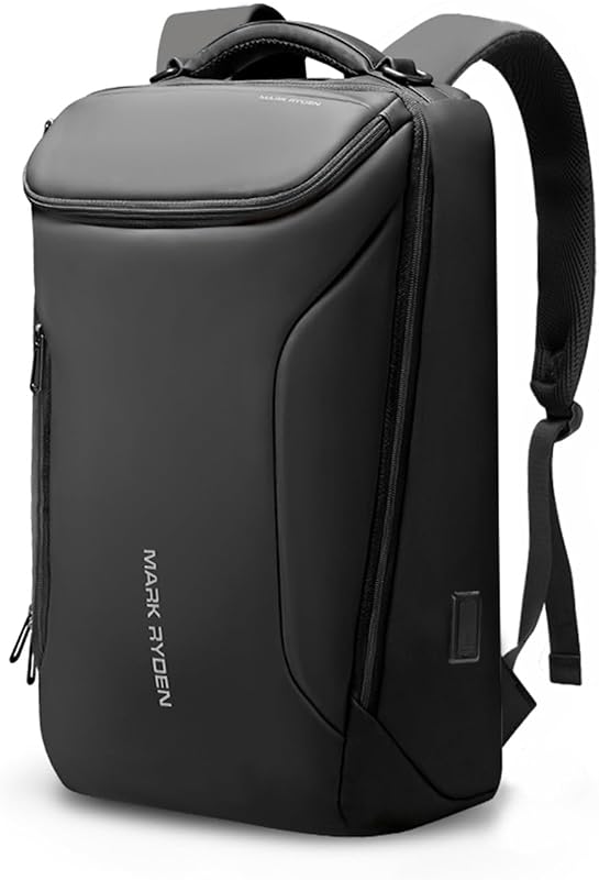 Mochila de negocios para hombres, mochila impermeable de alta tecnología con diseño en forma de automóvil deportivo y puerto de carga USB, mochila para computadora portátil de viaje para computadora portátil de 17,3 pulgadas (bolsillos YKK-2) | Mochila tecnológica impermeable con puerto de carga USB, mochila de trabajo profesional para viajes, oficina, universidad, desplazamientos, senderismo