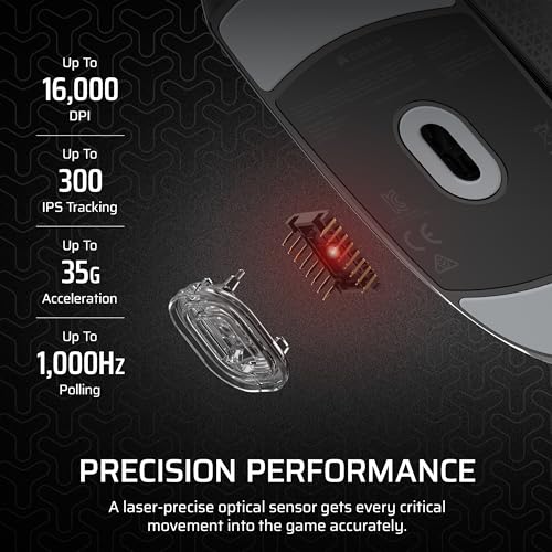CORSAIR M55 Wired Lightweight FPS Gaming Mouse – 16,000 DPI – Six Programmable Buttons – Textured Side Grips – Black by Corsair - Image 5