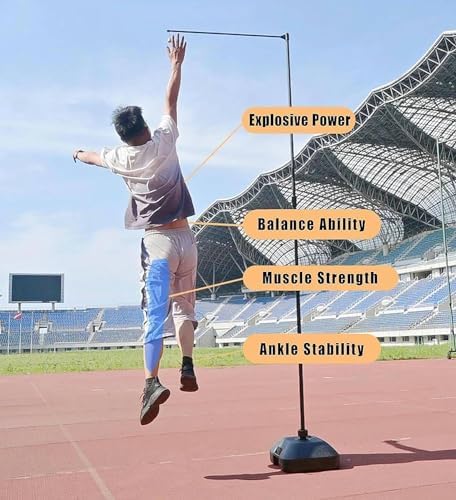 Jump Measurement Tester Floor Standing Vertical Height Exercise Device Measure Stick Pole Tool，Adjustable Vertical Jump Tester with Bell, Floor Standing High Jump Training Equipment, Metal J