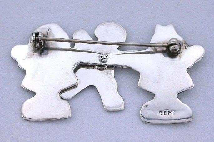 EFS Moving Boy Girl Kids Children Pure .925 Sterling Silver Pin Brooch 4100