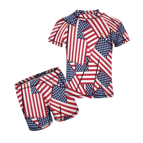 Mini American FlagsChildren's Swimsuits Boys Two Piece Suit10-12Y（150cm）