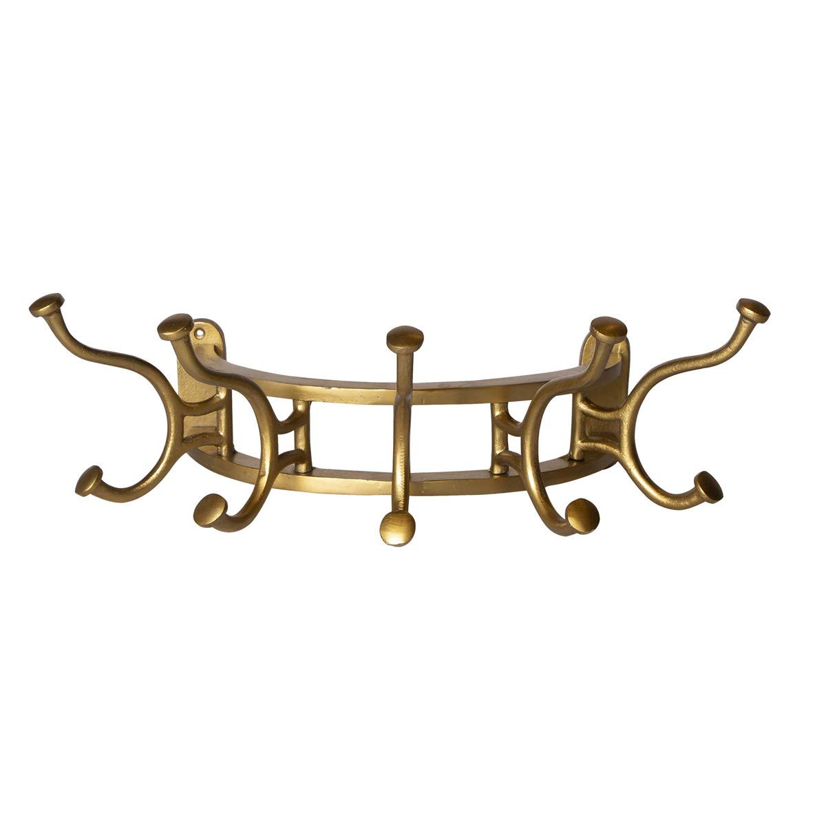 MY SWANKY HOME Elegant Half Moon Gold Hook Coat Rack Demilune Wall Mounted Round Brass Metal