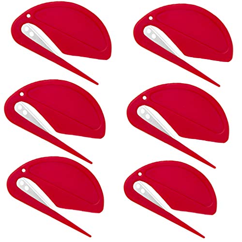 Sobres de plástico con diseño de hojas de afeitar, sobres y paquetes para oficina en casa, 6 unidades, color Red - 6pcs