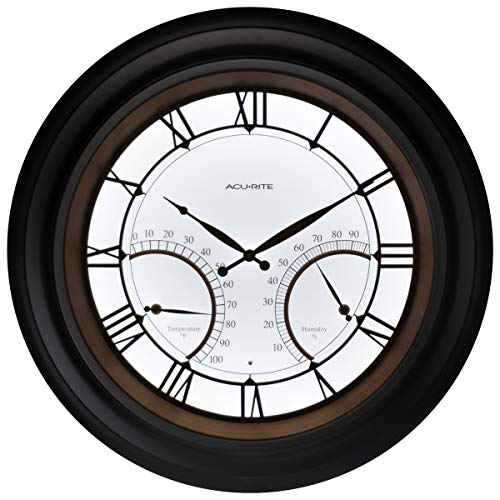 Image of AcuRite 24 inch Illuminated LED Large Outdoor Decorative Clock with Thermometer and Hygrometer Combo (75022M)