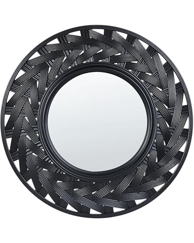 Beliani Espejo de Pared Negro 60 cm Material sintético Colgante Sala de Estar Tierga