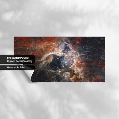 Canvasway - Tarantula Nebula Jwst James Webb Space Telescope Photos, Ngc 2070, Wall Art Picture On Black Framed Poster Print For Home Decorations And Gifts (28"X56") #TOP4