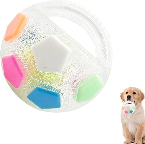 Quhoxdye Dog Toy Ball with Handle, Toss and Fetch Play, Interactive Ball for Dogs Playing, Squeaky Floating, Dog Football Soft Toy for All Breeds, for Water Play, (Transparent)