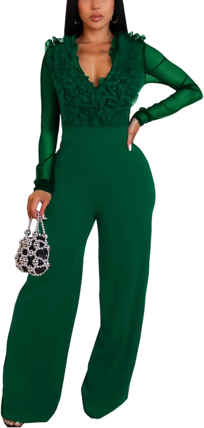 Women's elegant jumpsuitsfashionable casual work club wide-leg pants