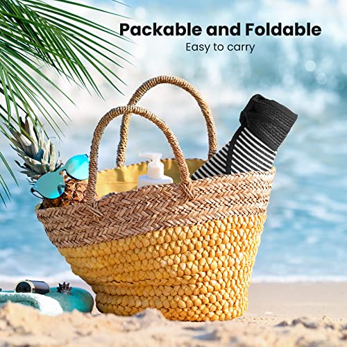 Simplicity 88-B12882-MX Women'S Straw Sun Hat Wide Brim Roll-Up Sun Visor Black/White thumb #4