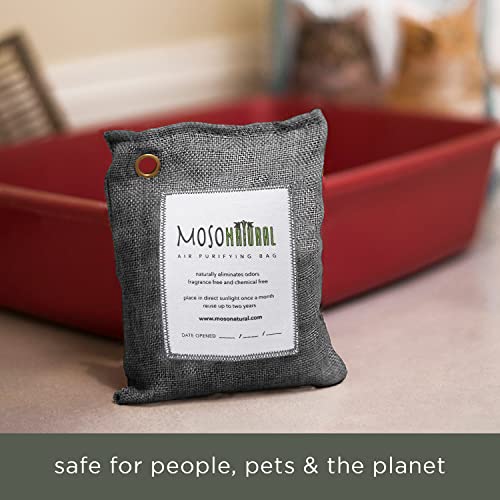 Moso Natural Air Purifying Bag 200G (3 Pack). A Scent Free Odor Eliminator For Cars, Closets, Bathrooms, Pet Areas. Premium Moso Bamboo Charcoal Odor Absorber. (Charcoal Grey) #TOP3