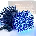 JMEXSUSS 200 LED Blue Christmas Lights Outdoor, Expandable 66ft Christmas String Lights Green Wire, 8 Modes Twinkle Xmas Tree Light Plug in for Party Indoor Ceiling Beroom Patio Fence Yard Decor