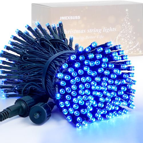 JMEXSUSS 66ft 200 LED Blue Christmas Lights Outdoor Plug in