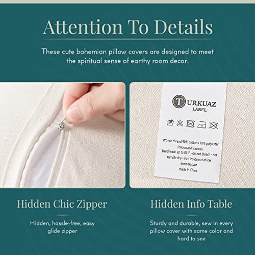 Turkuaz Label 18X18 Macrame Pillow Cover For Macramé Evil Eye Decor - Handmade Woven Boho Cushion Cover For Bed Sofa Couch Bench Car Home Décor Comfy Square Pillow Case, Cream Decorative Pillow Covers #TOP5