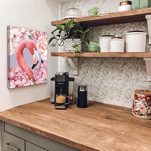 Flamingo With Peony Flowers Picture Wall Art Beautiful Watercolor Flamingos Canvas Prints Decor Modern Paintings Photo For Girls Bedroom Living Room Home Decoration,12X16 Inches #TOP6