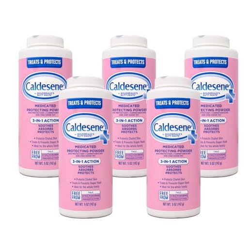 Caldesene Medicated Protecting Powder with Zinc Oxide & Cornstarch, 5 oz (Pack of 5)
