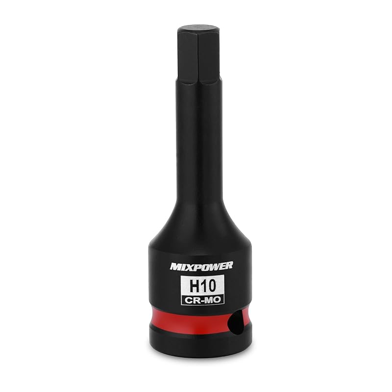 Soquete de Impacto com Ponta Allen MIXPOWER H10 de 10 mm, Encaixe de 12,7 mm (1/2 pol.), Aço CR-MO, MT349